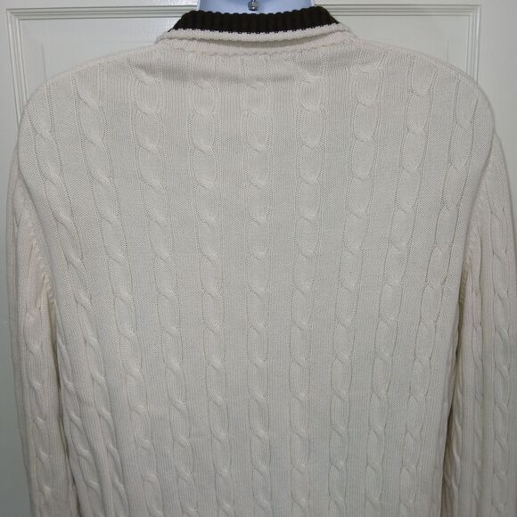 Cremieux Classics Men's L 1/4 Zip Cream Pullover Cable Knit Sweater Grandpacore - Picture 9 of 13